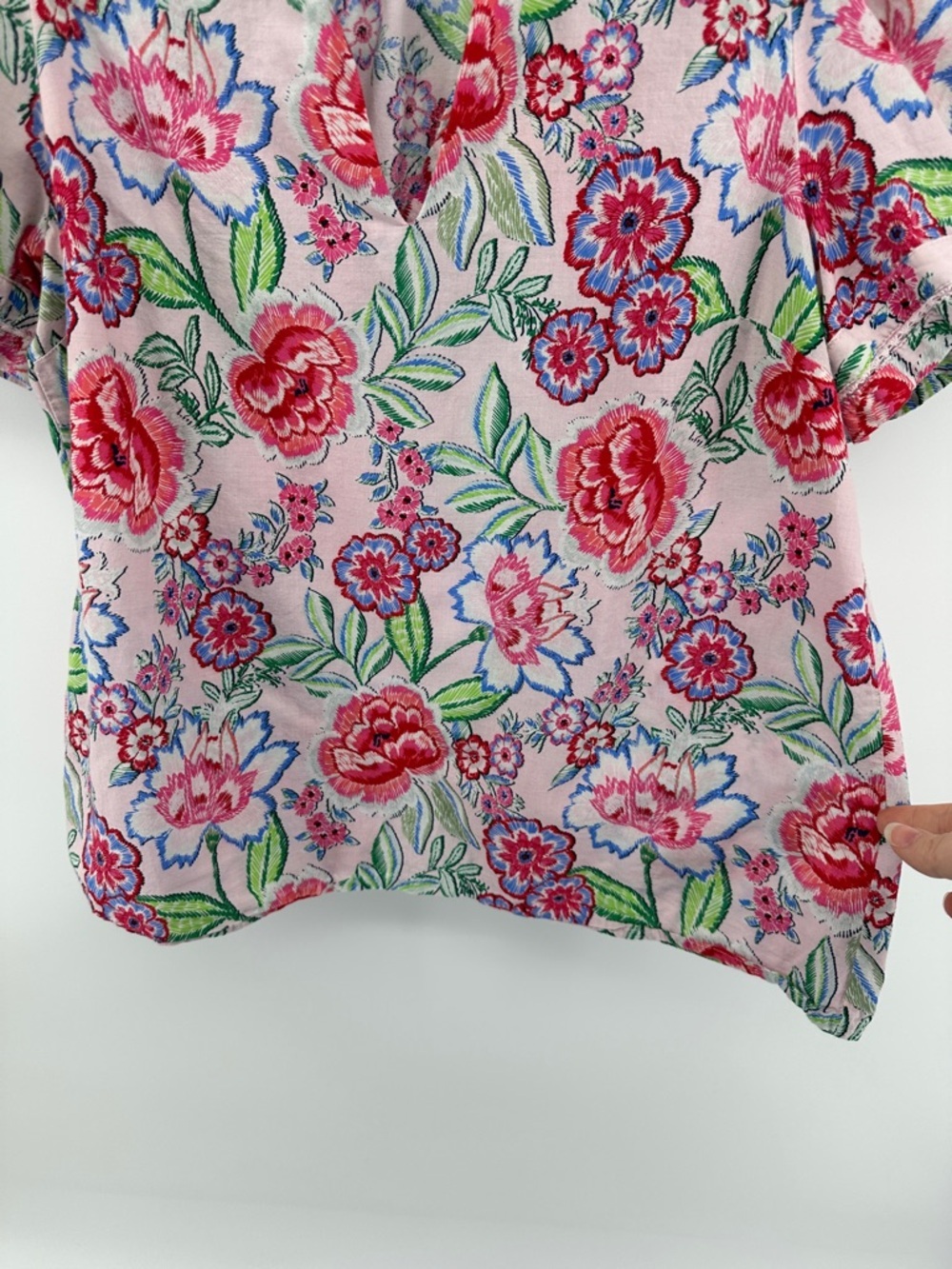 Crown&Ivy Boho Cottagecore Romantic Southern Belle Chic Floral Pink Blouse SzL - Picture 5 of 12